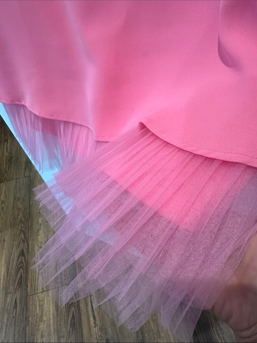 TCEC Pink Sleeveless Mini Dress with Tulle Hem - Picture 4 of 5